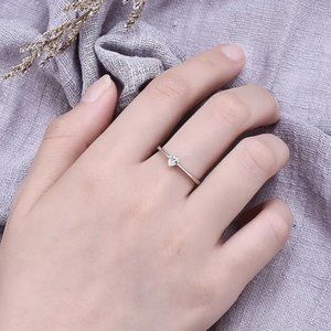 Luxury Female Small Heart Ring 100% Real 925 Sterling Silver Stone Ring